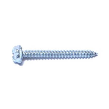 Midwest Fastener Sheet Metal Screw, #6 x 1-1/2 in, Zinc Plated Steel Flange Hex Head Slotted Drive, 100 PK 02916